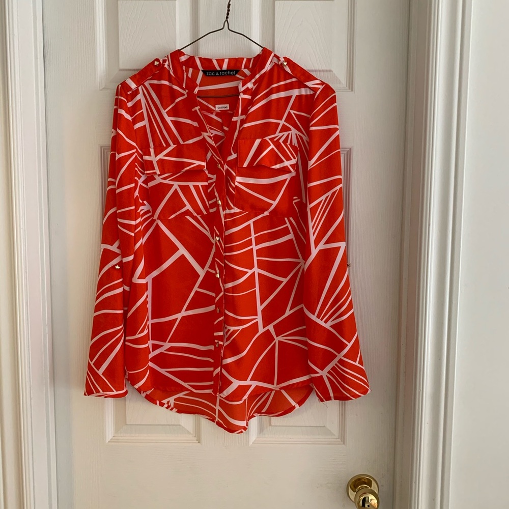 Orange print blouse by Zac and Rachel size small